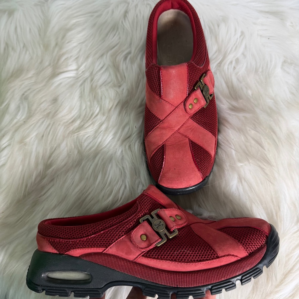 Cole‎ Haan G Series Red Mesh Suede Nike Air Slip On Mules Sneakers Womens 7B